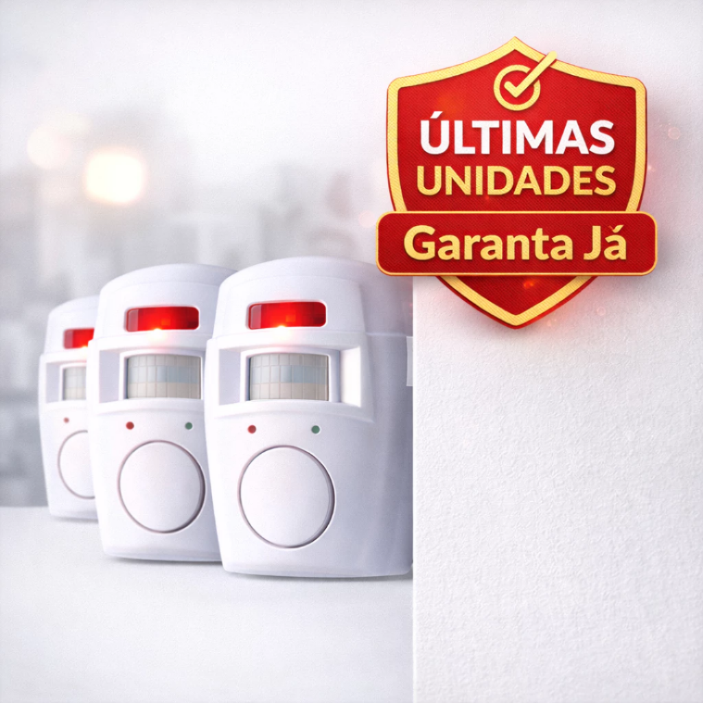 Alarme residencial sem fio 105dB com sensor de movimento e dois controles Vigilant Prime.