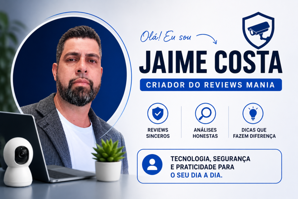 Jaime Costa criador do Reviews Mania compartilhando reviews, análises e dicas sobre tecnologia, segurança residencial e compras inteligentes.