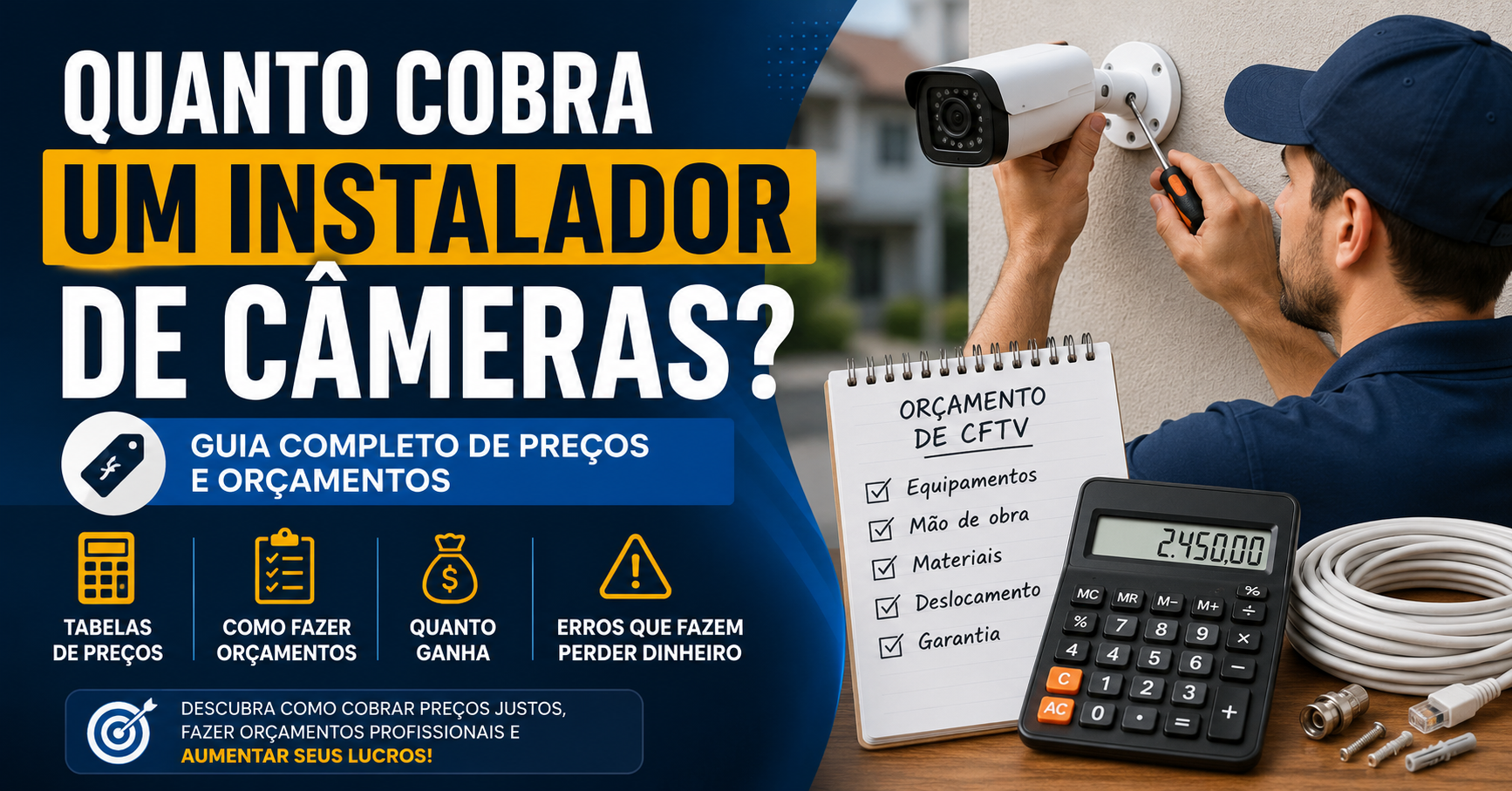 Quanto cobra um instalador de câmeras de segurança? Preços e orçamentos.