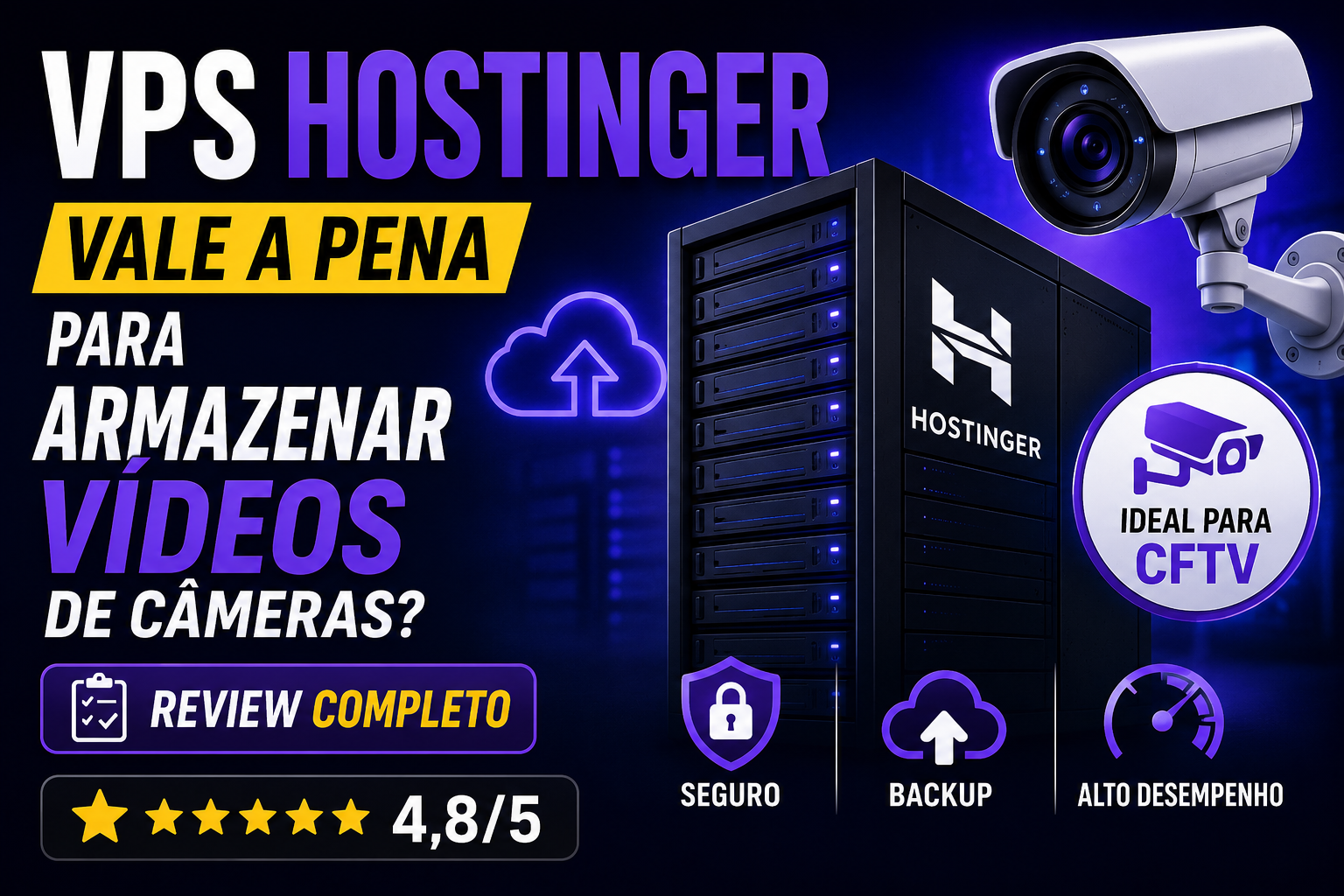 VPS Hostinger funciona? Review completo sobre armazenamento de vídeos de câmeras de segurança em servidor VPS.