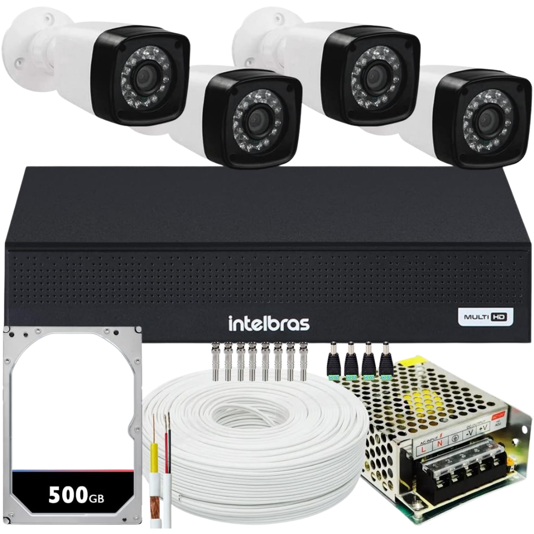 Kit Intelbras com 4 câmeras de segurança Full HD 1080p
